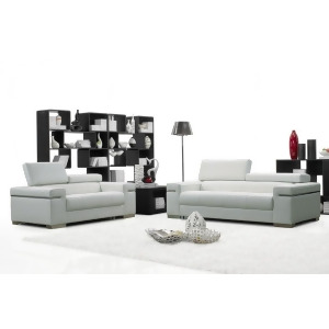 J M Furniture Soho 2 Piece Living Room Set in White Leather - All