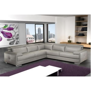 J M Furniture Gary Italian Leather Sectional in Grey - All