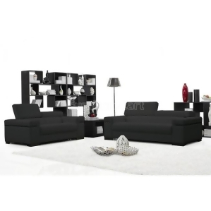 J M Furniture Soho 2 Piece Living Room Set in Black Leather - All
