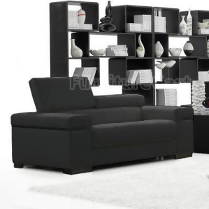 J M Furniture Soho Loveseat in Black Leather - All