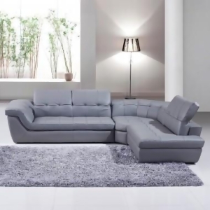 J M 397 Italian Leather Sectional In Grey - All