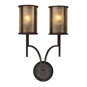 Elk Lighting 15030/2 2-Light Sconce in Aged Bronze Tan Mica Shades - All