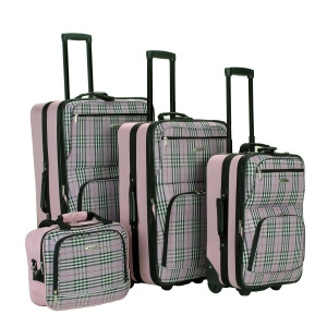 Rockland Pink Cross 4 Piece Luggage Set - All