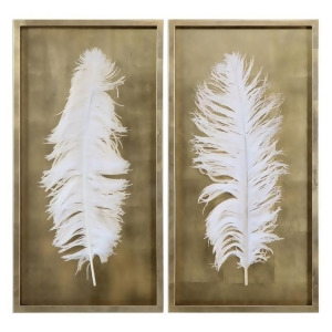 Uttermost White Feathers Gold Shadow Box Set of 2 - All