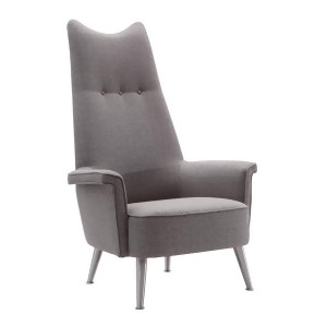 Armen Living Danka Chair in Brushed Steel finish with Grey Fabric upholstery - All