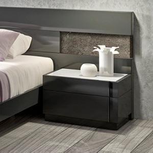 J M Furniture Braga Nightstand in Grey Lacquer - All