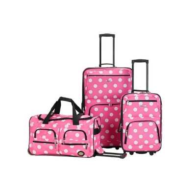 Rockland Pink Dot 3 Piece Luggage Set 