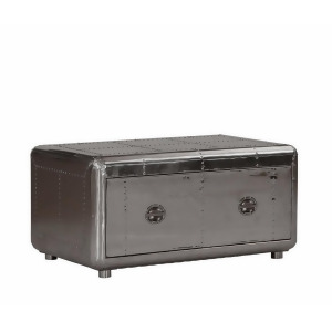 Lazzaro Lindbergh Leather Bomber Cocktail Table in Aluminium - All