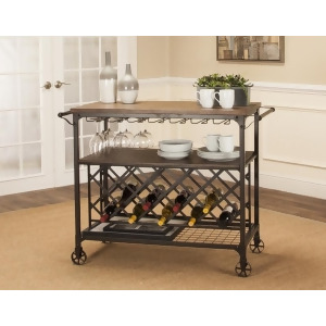 Sunset Trading Rustic Elm Industrial Wine Cart - All