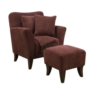 Sunset Trading Cozy Accent Chair w/Ottoman Pillows Throw in Burgundy - All
