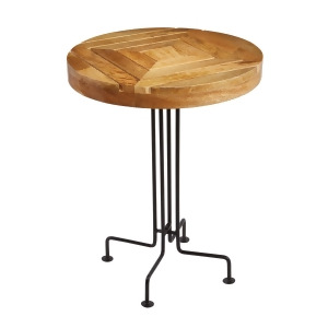 Sterling Industries Natural Mango Wood Slatted Accent Table - All