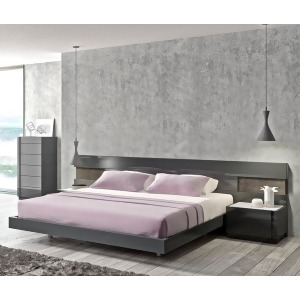 J M Furniture Braga 4 Piece Platform Bedroom Set in Grey Lacquer - All