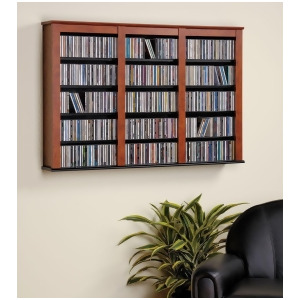 Prepac Triple Cherry Black Wall Mounted Multimedia Storage - All