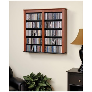 Prepac Double Cherry Wall Mounted Multimedia Storage - All