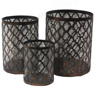 Entrada En23059 3 Piece Hammered Glass Candle Holder Set of 2 - All