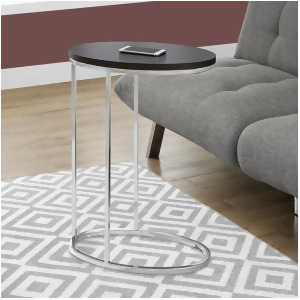 Monarch Specialties 3242 Oval Accent Table in Cappuccino w/Chrome Metal - All