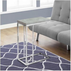 Monarch Specialties 3372 Accent Table in Grey Cement w/Chrome Metal - All