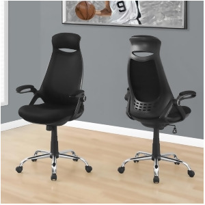 Monarch Specialties 7268 High-Back Executive Office Chair in Black Mesh Chrome - All