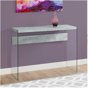 Monarch Specialties 3232 Console Table in Grey Cement w/Tempered Glass - All
