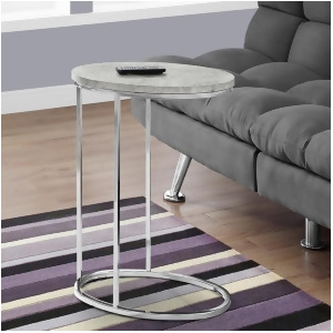 Monarch Specialties 3244 Oval Accent Table in Grey Cement w/Chrome Metal - All