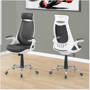 Monarch Specialties 7269 High-Back Executive Office Chair in White /Grey Mesh - All