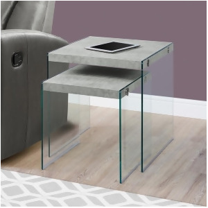 Monarch Specialties 3231 Nesting Table in Grey Cement Tempered Glass 2 Piece - All