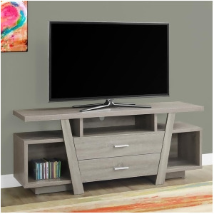 Monarch Specialties 2721 60 Inch Tv Stand w/2 Storage Drawers in Dark Taupe - All