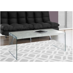 Monarch Specialties 3230 Coffee Table in Grey Cement w/Tempered Glass - All