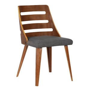 Armen Living Storm Mid-Century Dining Chair in Walnut Charcoal - All