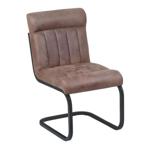 Armen Living Vancouver Metal Side Chair in Mineral Bandero Tobacco Fabric Set - All