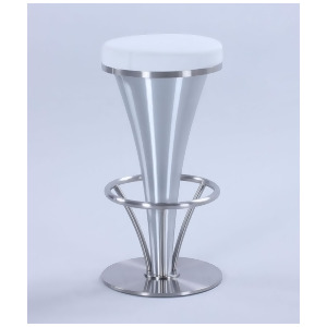 Chintaly 1671 V-Pedestal Barstool in White Brushed Stainless Steel - All