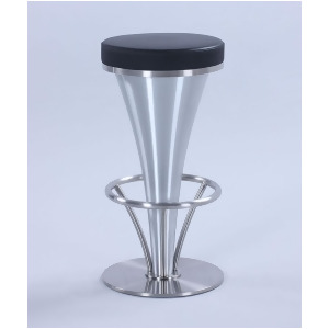 Chintaly 1671 V-Pedestal Barstool in Black Brushed Stainless Steel - All