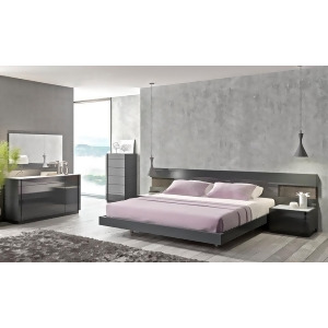 J M Furniture Braga 6 Piece Platform Bedroom Set in Grey Lacquer - All