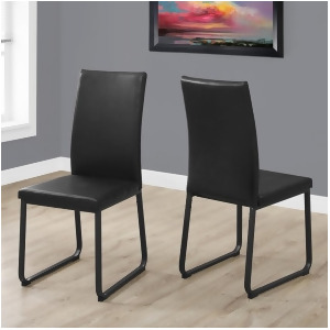 Monarch Specialties 1106 38 Inch Dining Chair in Black Leather Black Set of - All
