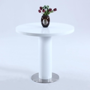 Chintaly Murray Pedestal Counter Table in Gloss White Brushed Stainless Steel - All