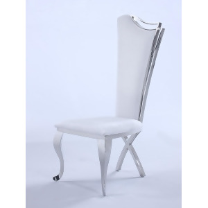 Chintaly Nadia Tall-Back Side Chair in White Shiny Stainless Steel Set of 2 - All