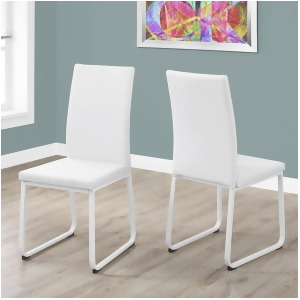 Monarch Specialties 1102 38 Inch Dining Chair in White Leather White Set of - All