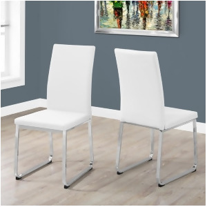 Monarch Specialties 1093 38 Inch Dining Chair in White Leather Chrome Set of - All