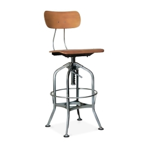 Design Lab Toledo Natural Dark Gunmetal Adjustable High Back Bar Chair - All