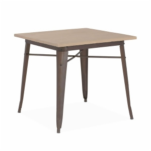 Design Lab Dreux Rustic Matte Light Elm Wood Steel Dining Table - All
