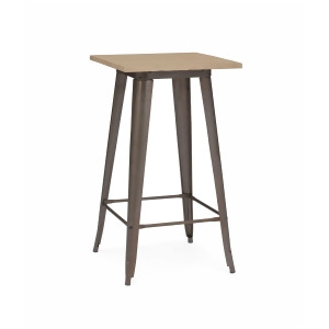 Design Lab Dreux Rustic Matte Light Elm Wood Steel Bar Table - All