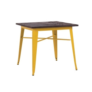 Design Lab Dreux Glossy Yellow Elm Wood Steel Dining Table - All