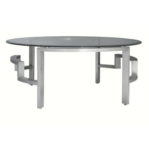 Allan Copley Designs Stella Round Cocktail Table w/ Glass Top on Brushed Stainle - All