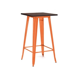 Design Lab Dreux Glossy Orange Elm Wood Steel Bar Table - All