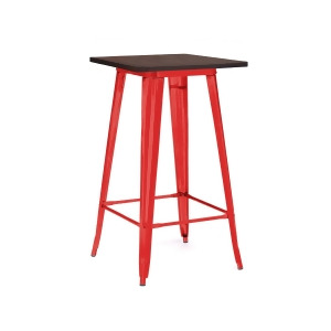 Design Lab Dreux Glossy Red Elm Wood Steel Bar Table - All