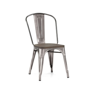 Design Lab Dreux Gunmetal Elm Wood Steel Side Chair Set of 4 - All