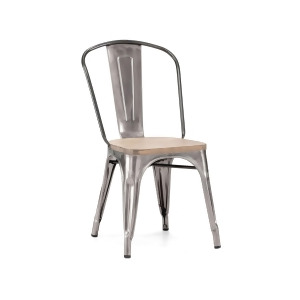 Design Lab Dreux Gunmetal Light Elm Wood Side Chair Set of 4 - All