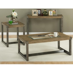 Jofran Freemont 3 Piece Coffee Table Set w/Glass Insert Squared Metal Legs - All