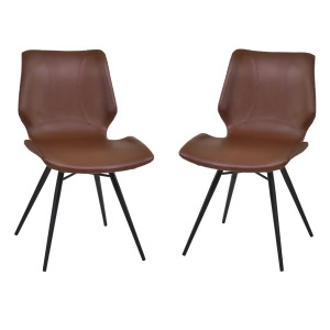 Armen Living Zurich Dining Chair in Vintage Coffee Black Metal Set of 2 - All