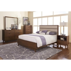 Progressive Furniture Mid-Mod 4 Piece Upholstered Panel Bedroom Set in Cinnamon - All